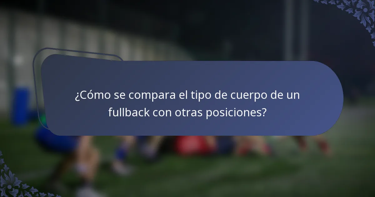 ¿Cómo se compara el tipo de cuerpo de un fullback con otras posiciones?