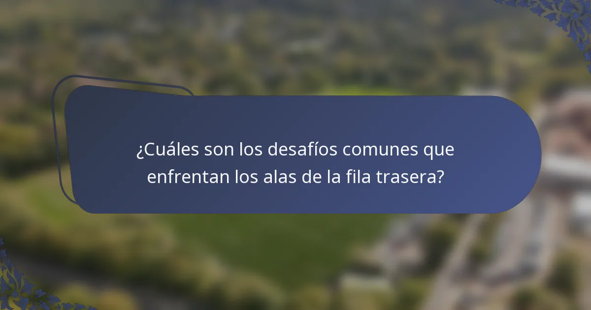 ¿Cuáles son los desafíos comunes que enfrentan los alas de la fila trasera?