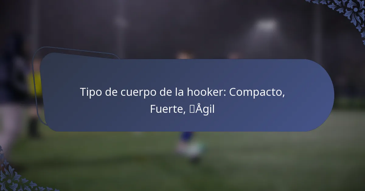 Tipo de cuerpo de la hooker: Compacto, Fuerte, Ágil