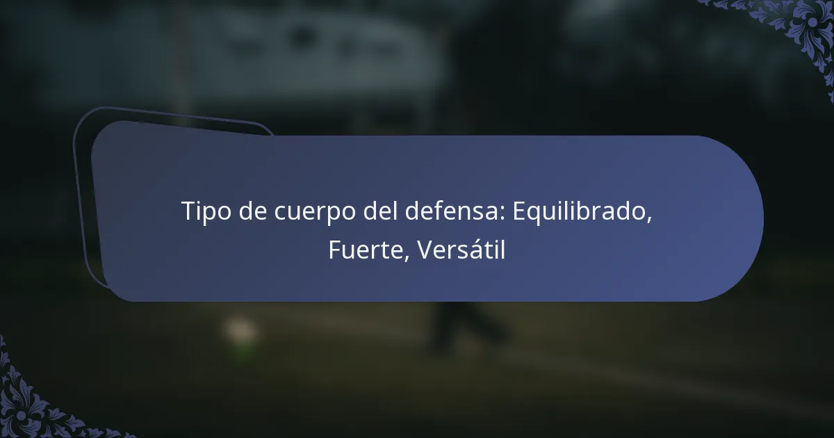 Tipo de cuerpo del defensa: Equilibrado, Fuerte, Versátil
