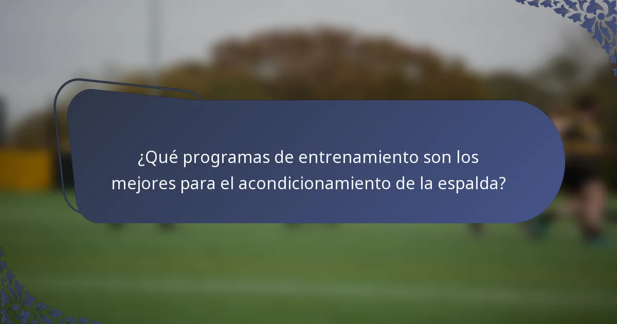 ¿Qué programas de entrenamiento son los mejores para el acondicionamiento de la espalda?